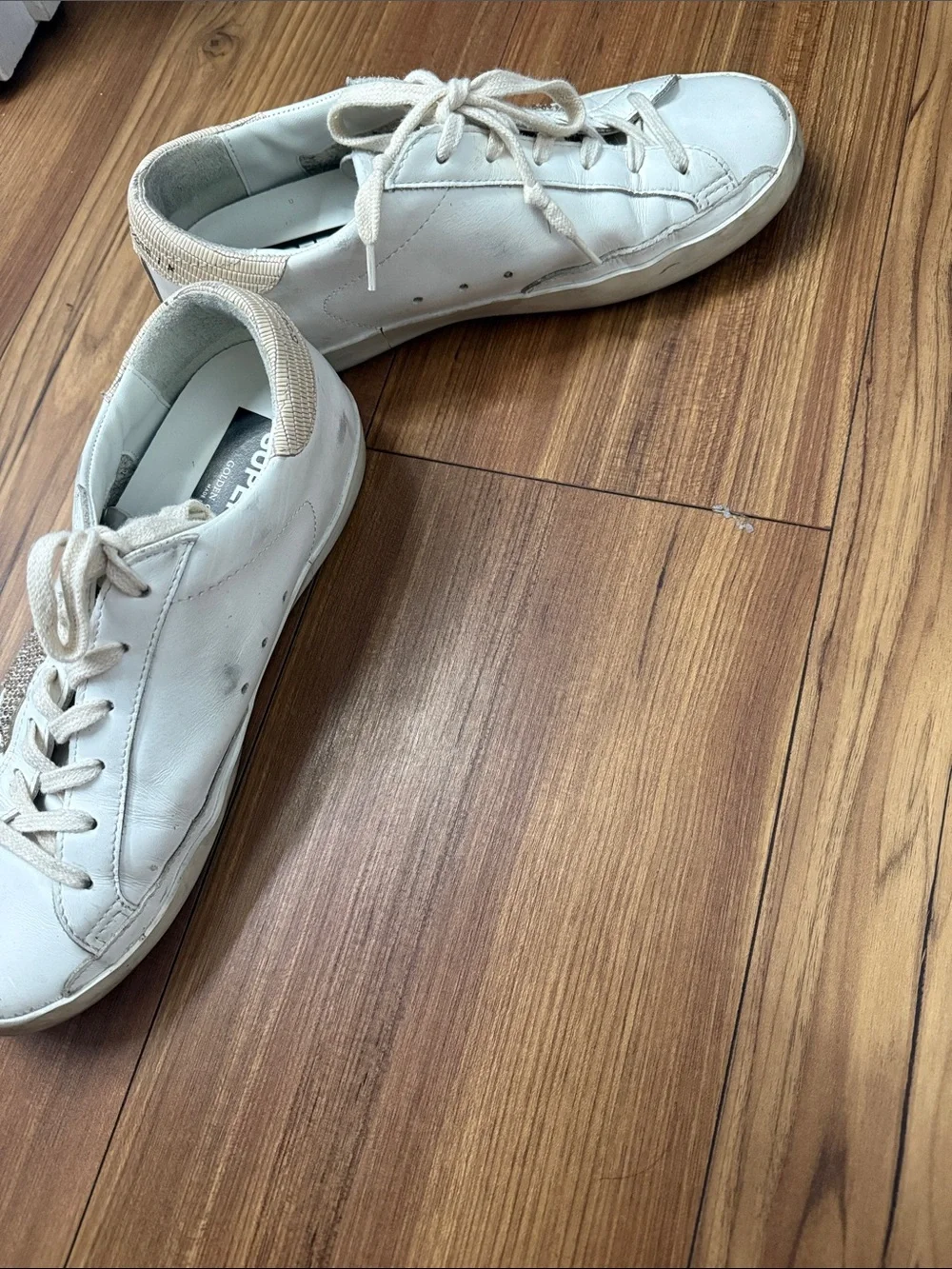 Golden Goose White Women's Low-Top Sneakers with Rhinestone Star Accent